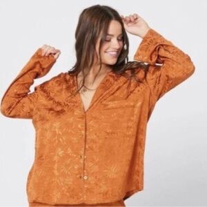 L*Space Burnt Orange Floral Button-Down Shirt